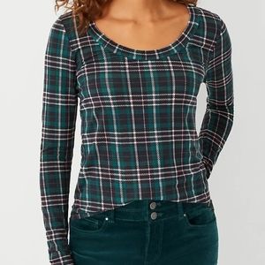 Ann Taylor green plaid top